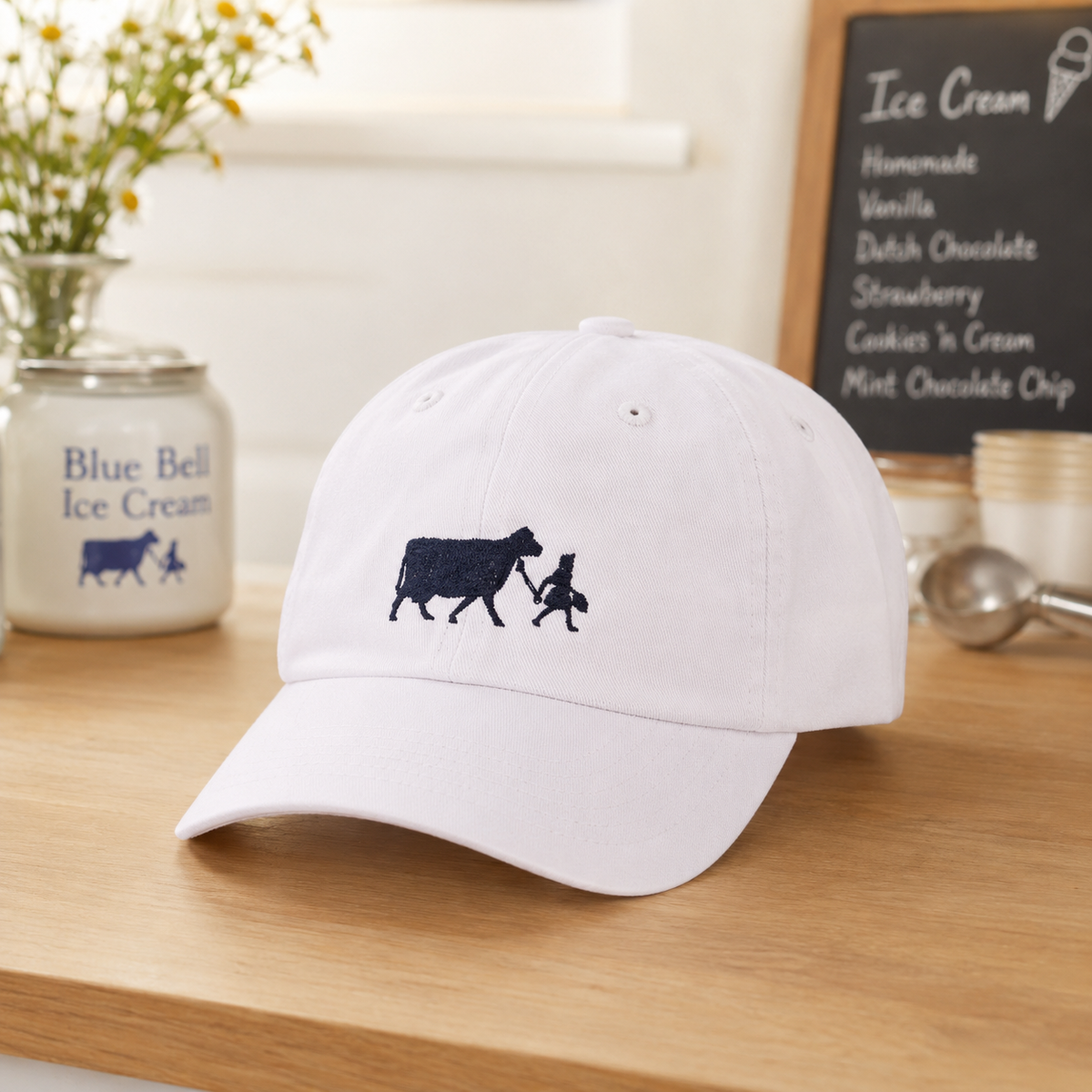 Cap White Navy Logo